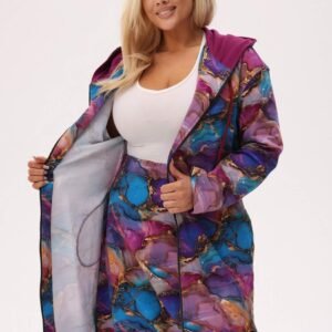 Bluza z kapturem Marbella - artystyczny marmurkowy print PLUS SIZE XXL OVERSIZE WIOSNA