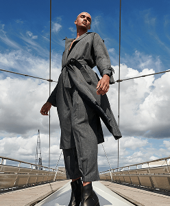 Płaszcz męski typu trencz szary